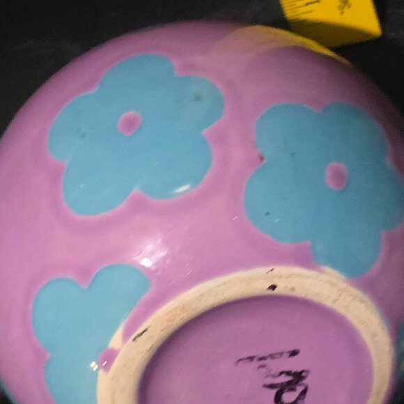 Vintage Purple & Blue Floral Ceramic Round Vase - Picture 3 of 11